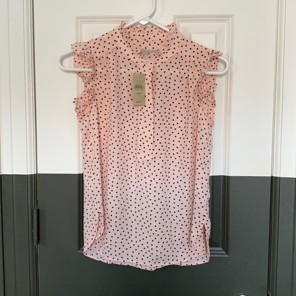 Loft-Pink Heart Sleeveless Henley
